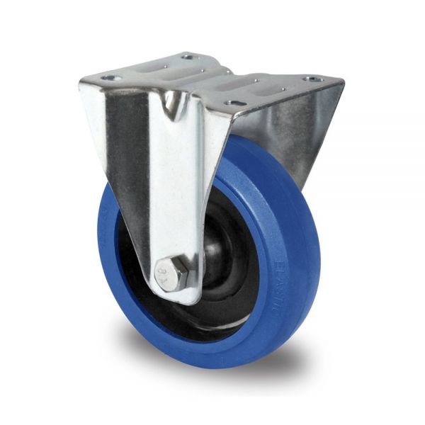 Blue Wheels Transportrollen 125mm Vollgummi Rad Rolle Schwerlastrollen Bockrolle