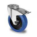 Blue Wheels Transportrollen 100 mm Vollgummi Rad Rolle Schwerlastrollen Bremsrolle